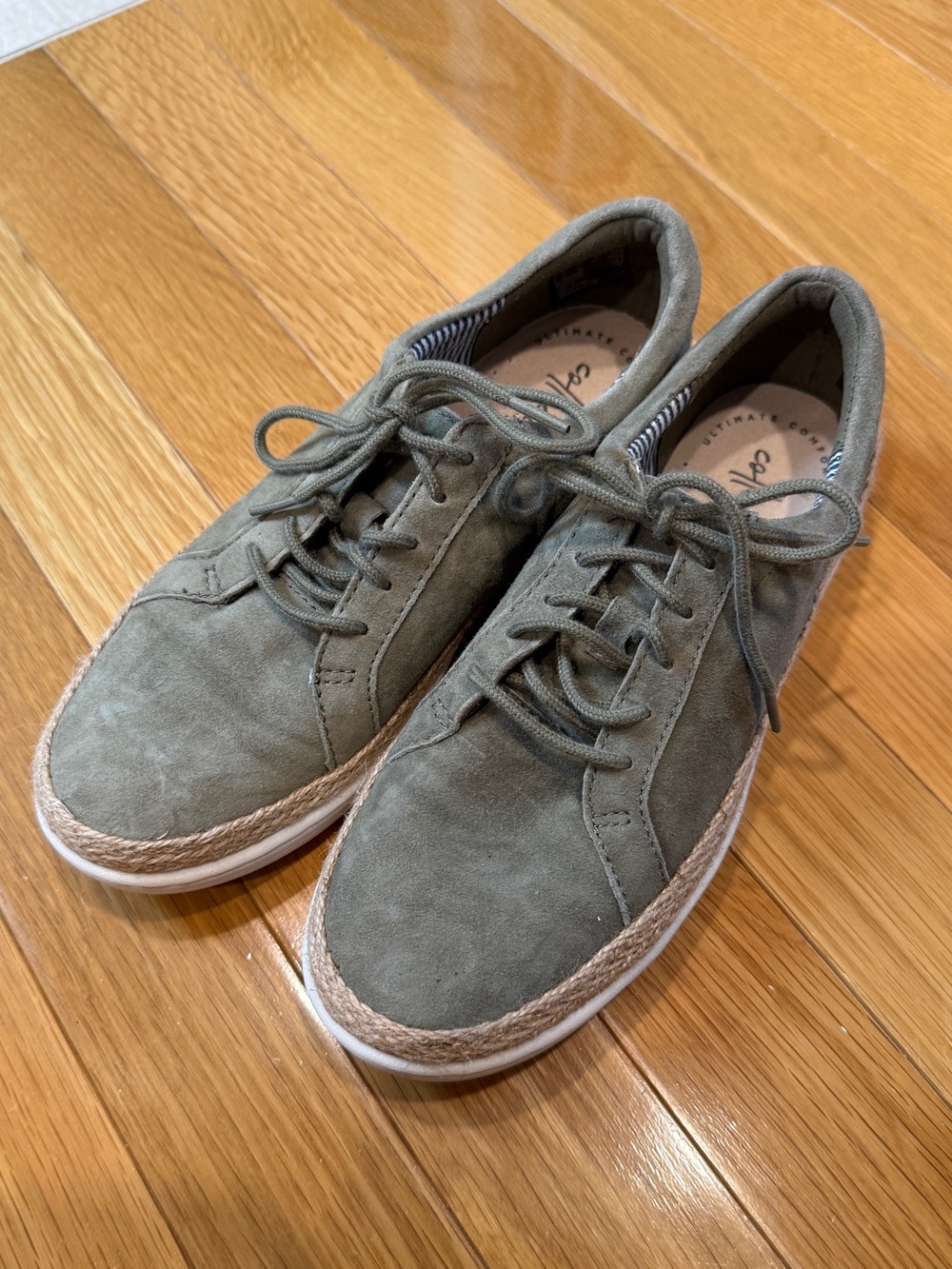 Clarks Olive Green Suede Lace-Up Sneakers
